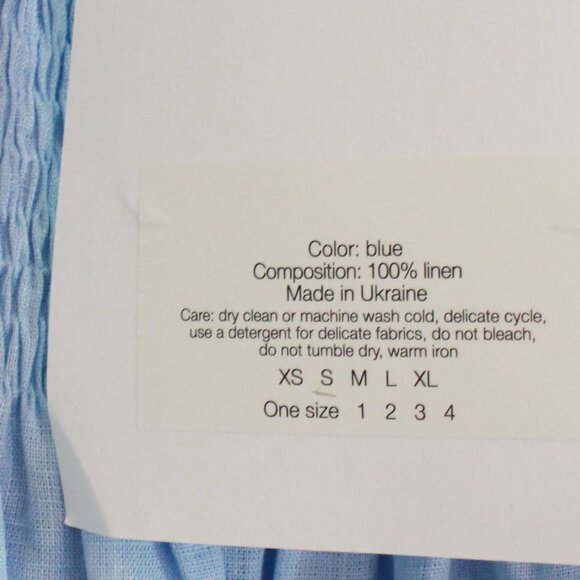 Sleeper Atlanta Midi Linen Dress in Light Blue Puff Sleeve Smocking - Picture 7 of 12